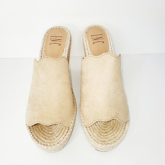 INC International Concepts Beige Slip-on Platform Wedges Sandals Shoes Size 10 - Picture 5 of 7